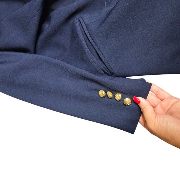 Ralph Lauren Navy Blue Viscose Wool Blend Women's Blazer Size: 18W - Picture 4 of 6
